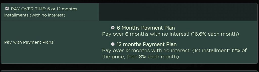New Payment Plan Option